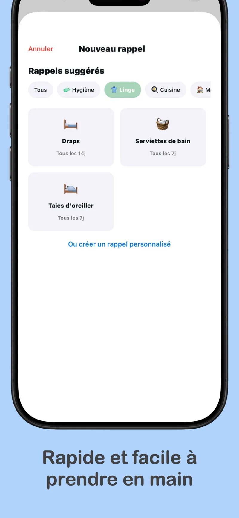 Renewly — création d'un rappel