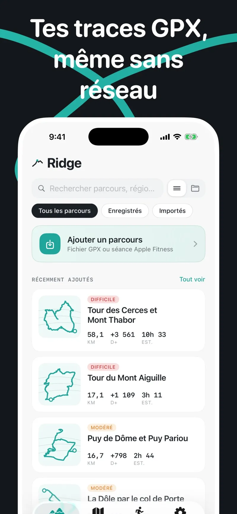 Ridge — profil de dénivelé